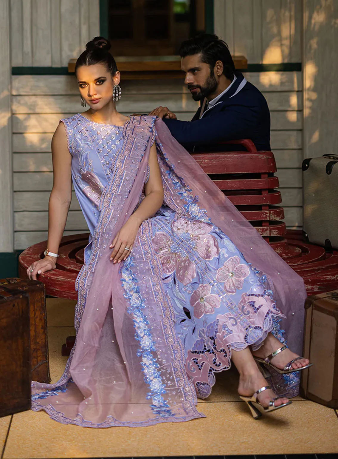 Orient Express By Mushq Embroidered Lawn Suits Unstitched 3 Piece - MQ24OE 08 SOLEIL Orient Express By Mushq Embroidered Lawn Suits Unstitched 3 Piece - MQ24OE 08 SOLEIL