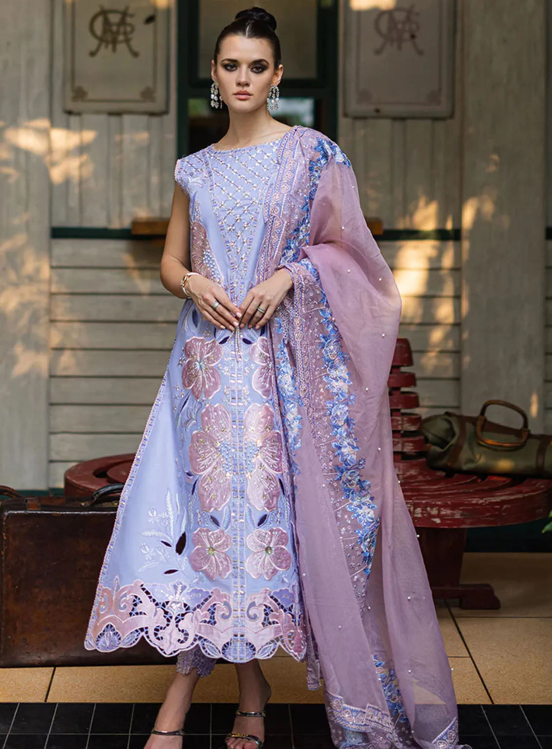 Orient Express By Mushq Embroidered Lawn Suits Unstitched 3 Piece - MQ24OE 08 SOLEIL Orient Express By Mushq Embroidered Lawn Suits Unstitched 3 Piece - MQ24OE 08 SOLEIL