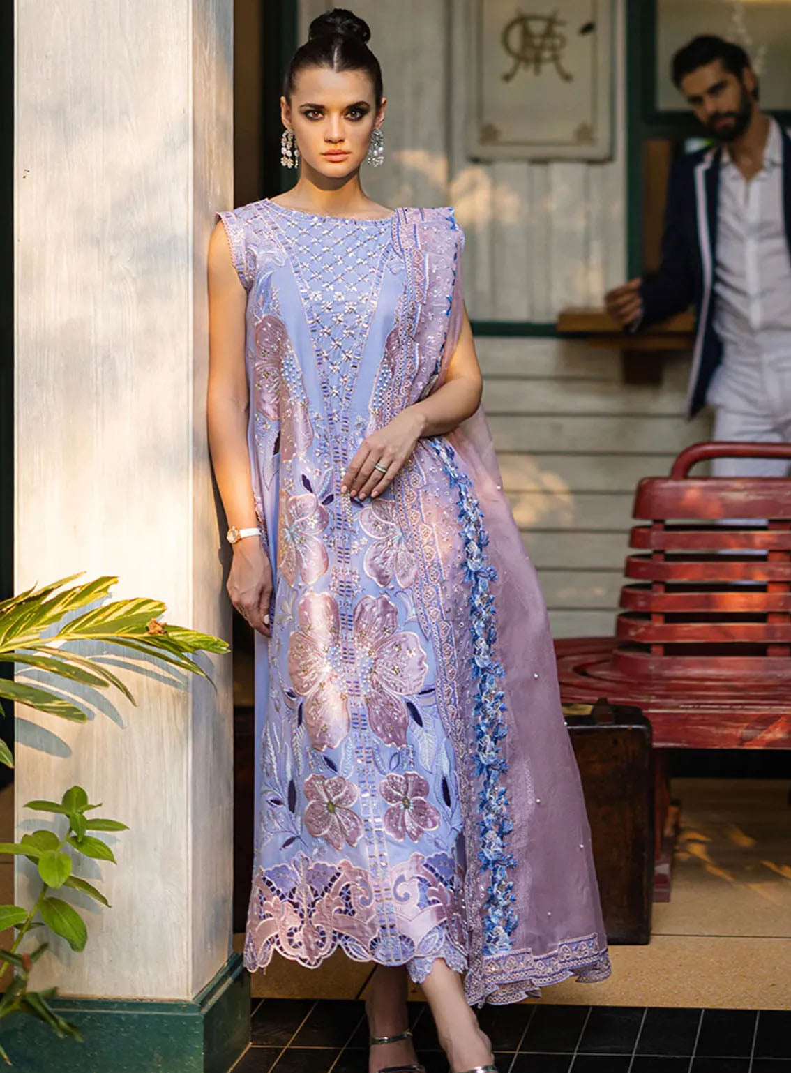 Orient Express By Mushq Embroidered Lawn Suits Unstitched 3 Piece - MQ24OE 08 SOLEIL Orient Express By Mushq Embroidered Lawn Suits Unstitched 3 Piece - MQ24OE 08 SOLEIL