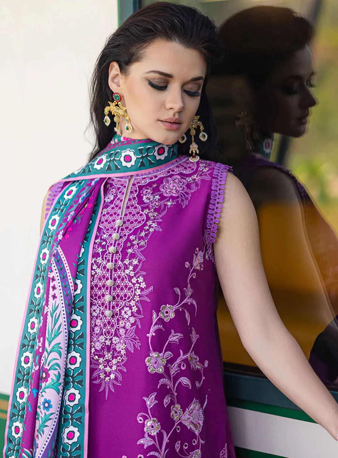 Orient Express By Mushq Embroidered Lawn Suits Unstitched 3 Piece - MQ24OE 09 ORIENTELLA Orient Express By Mushq Embroidered Lawn Suits Unstitched 3 Piece - MQ24OE 09 ORIENTELLA