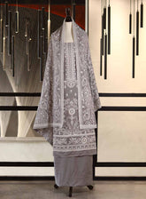 Oud By Royal Fashion Premium Embroidered Lawn Banarsi 3 Piece Unstitched Suit - RF25ZZOV51 OUD53 GREY