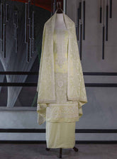 Oud By Royal Fashion Premium Embroidered Lawn Banarsi 3 Piece Unstitched Suit - RF25ZZOV51 OUD53 LEMON
