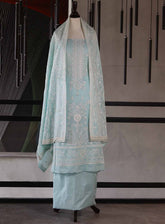Oud By Royal Fashion Premium Embroidered Lawn Banarsi 3 Piece Unstitched Suit - RF25ZZOV51 OUD53 SKY BLUE