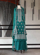 Oud By Royal Fashion Premium Embroidered Lawn Banarsi 3 Piece Unstitched Suit - RF25ZZOV51 OUD54 GREEN