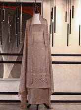 Oud By Royal Fashion Premium Embroidered Lawn Banarsi 3 Piece Unstitched Suit - RF25ZZOV51 OUD57 BEIGE