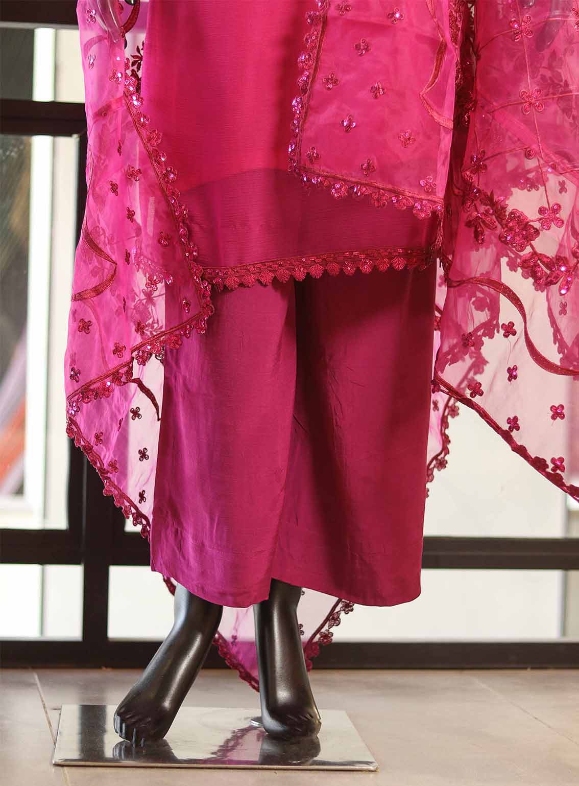 Paisley Khombi Embroidered Chiffon Suits Stitched 3 Piece - KB25FP 163 MAGENTA Paisley Khombi Embroidered Chiffon Suits Stitched 3 Piece - KB25FP 163 MAGENTA