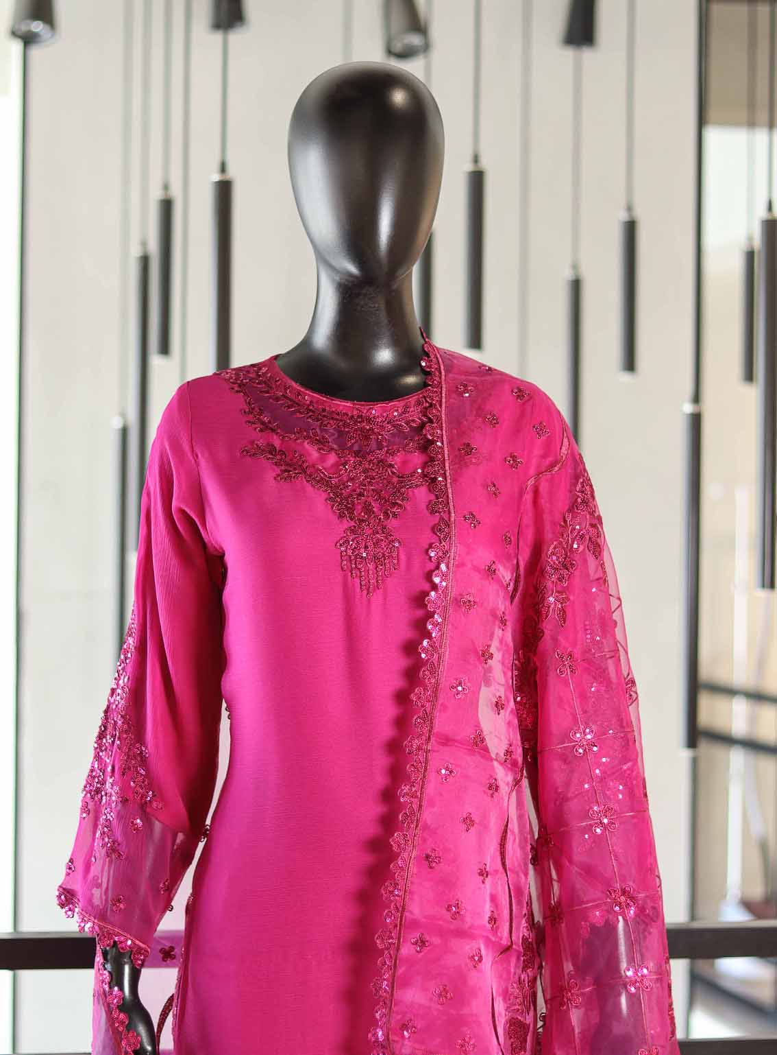 Paisley Khombi Embroidered Chiffon Suits Stitched 3 Piece - KB25FP 163 MAGENTA Paisley Khombi Embroidered Chiffon Suits Stitched 3 Piece - KB25FP 163 MAGENTA