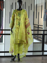 Paisley Khombi Embroidered Cotton Suits Stitched 3 Piece - KB25FP 162 YELLOW