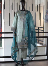Paisley Khombi Embroidered Net Suits Stitched 3 Piece - KB25FP 170 SEA GREEN