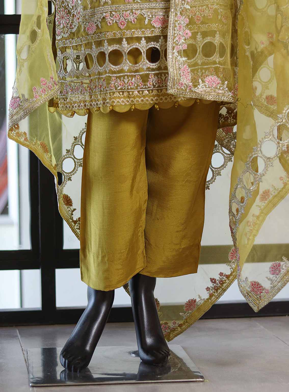 Paisley Khombi Embroidered Organza Suits Stitched 3 Piece - KB25FP 141 MUSTARD Paisley Khombi Embroidered Organza Suits Stitched 3 Piece - KB25FP 141 MUSTARD