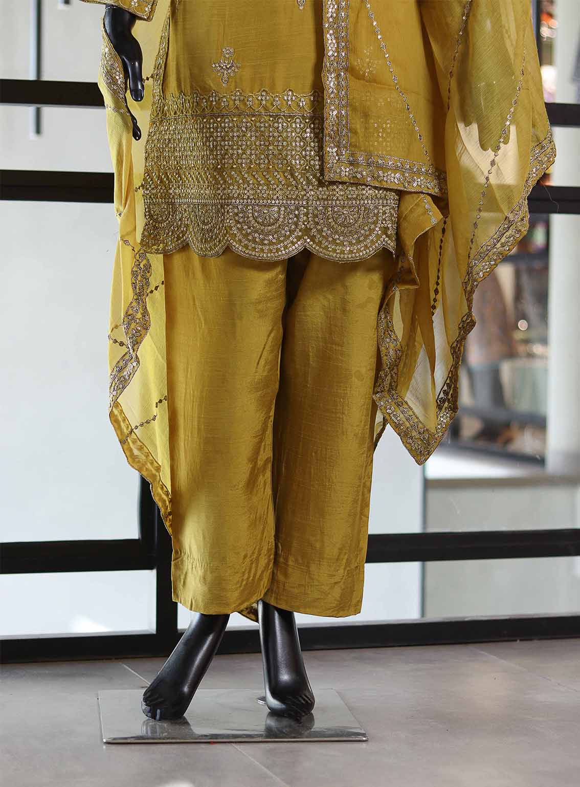 Paisley Khombi Embroidered Raw Silk Suits Stitched 3 Piece - KB25FP 174 GOLDEN Paisley Khombi Embroidered Raw Silk Suits Stitched 3 Piece - KB25FP 174 GOLDEN