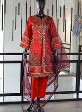 Paisley Khombi Printed Silk Suits Stitched 3 Piece - KB25FP 002 PINK