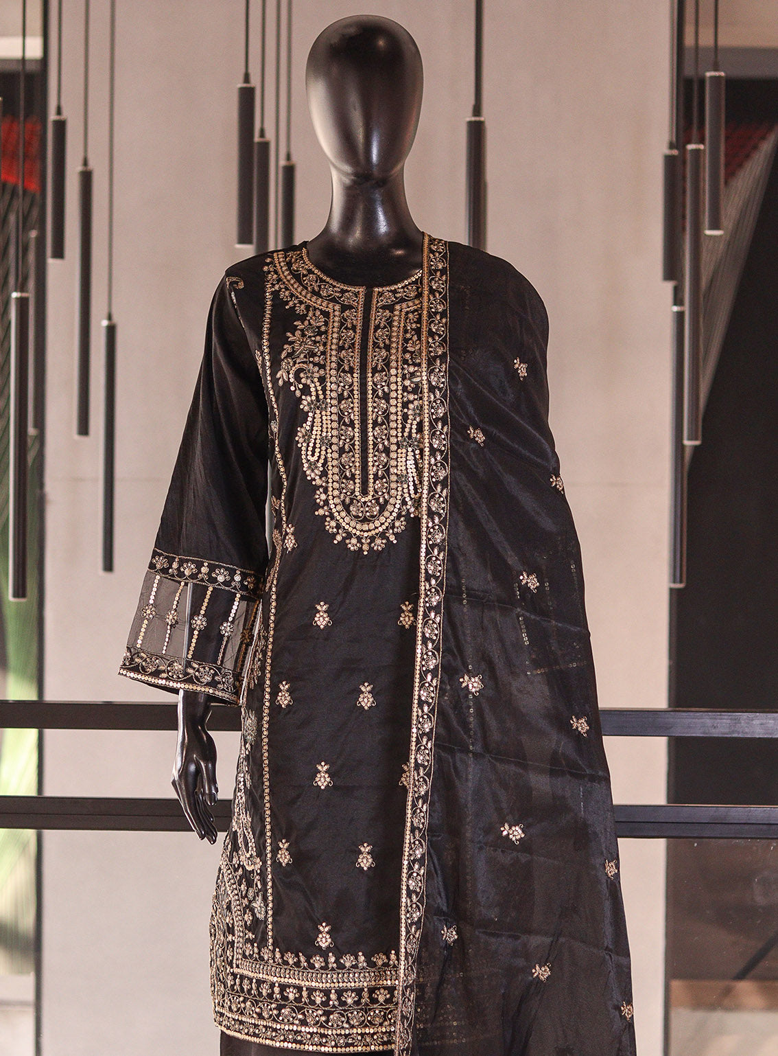 Paisley By Khombi Formal Embroidered Raw Silk 3 Piece Stitched Suit KB26PFE D-AF11 Black Paisley By Khombi Formal Embroidered Raw Silk 3 Piece Stitched Suit KB26PFE D-AF11 Black