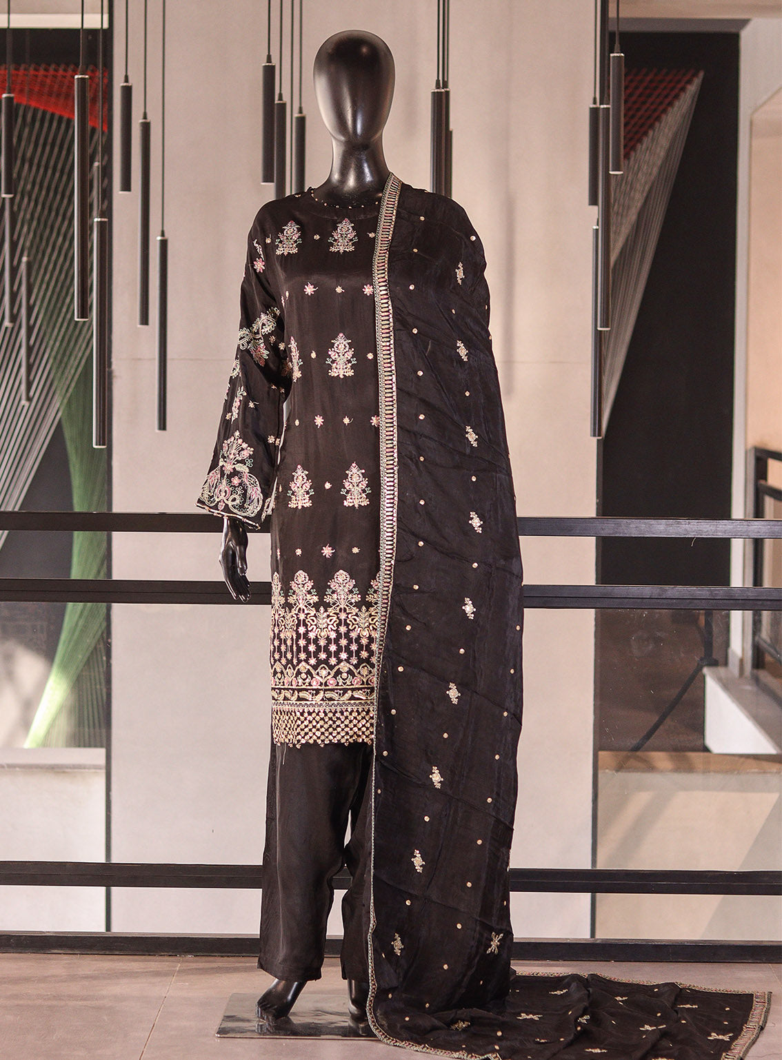 Paisley By Khombi Formal Embroidered Raw Silk 3 Piece Stitched Suit KB26PFE D-OW04 Black Paisley By Khombi Formal Embroidered Raw Silk 3 Piece Stitched Suit KB26PFE D-OW04 Black