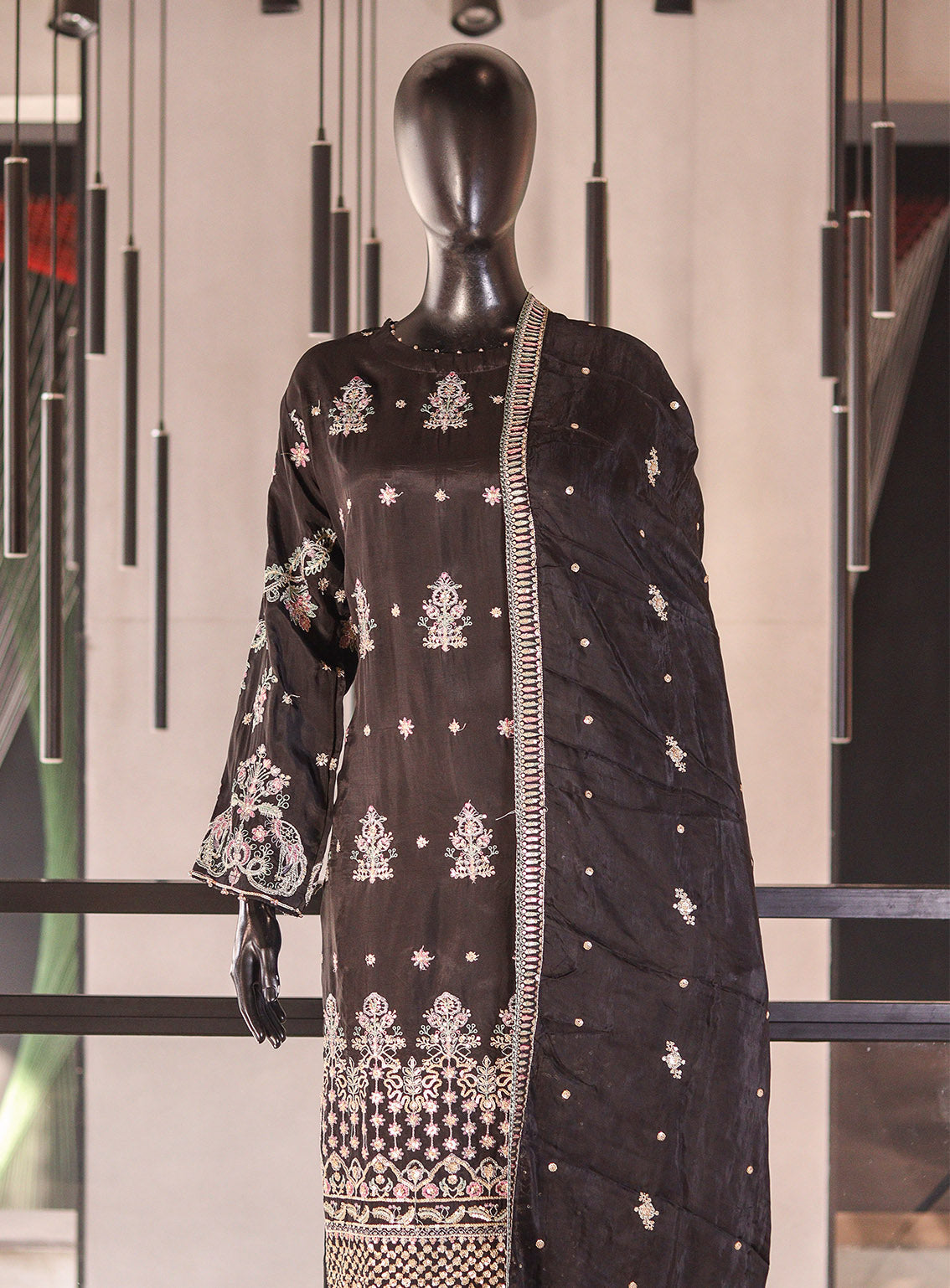 Paisley By Khombi Formal Embroidered Raw Silk 3 Piece Stitched Suit KB26PFE D-OW04 Black Paisley By Khombi Formal Embroidered Raw Silk 3 Piece Stitched Suit KB26PFE D-OW04 Black