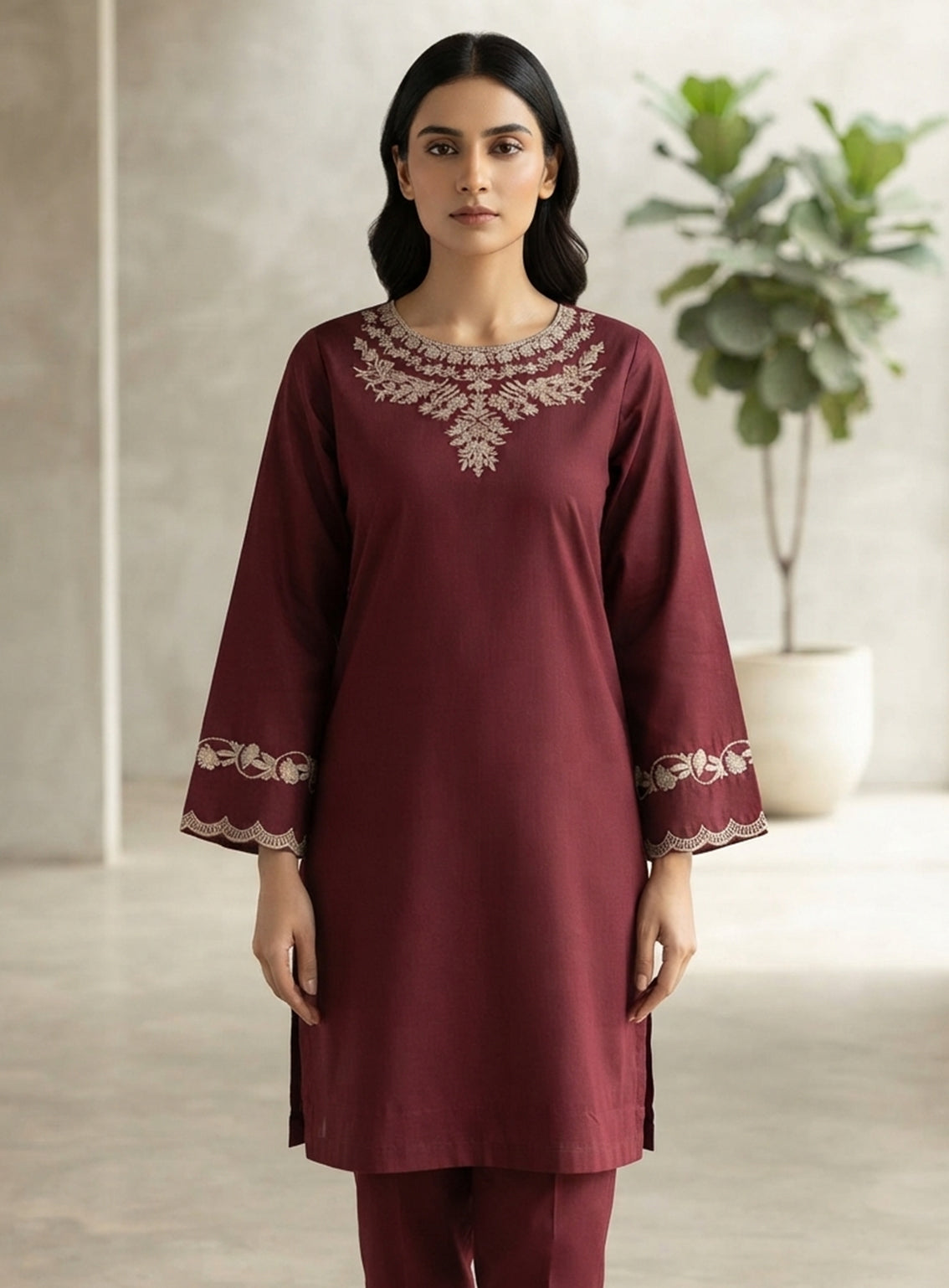 Paisley Khombi Solid Embroidered Cotton 2 Piece Stitched Shirt Trouser KB26SEC D-P-15-PP Paisley Khombi Solid Embroidered Cotton 2 Piece Stitched Shirt Trouser KB26SEC D-P-15-PP