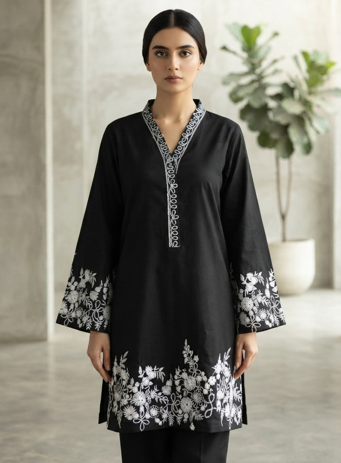 Paisley Khombi Solid Embroidered Cotton 2 Piece Stitched Shirt Trouser KB26SEC D-P-16-BK Paisley Khombi Solid Embroidered Cotton 2 Piece Stitched Shirt Trouser KB26SEC D-P-16-BK