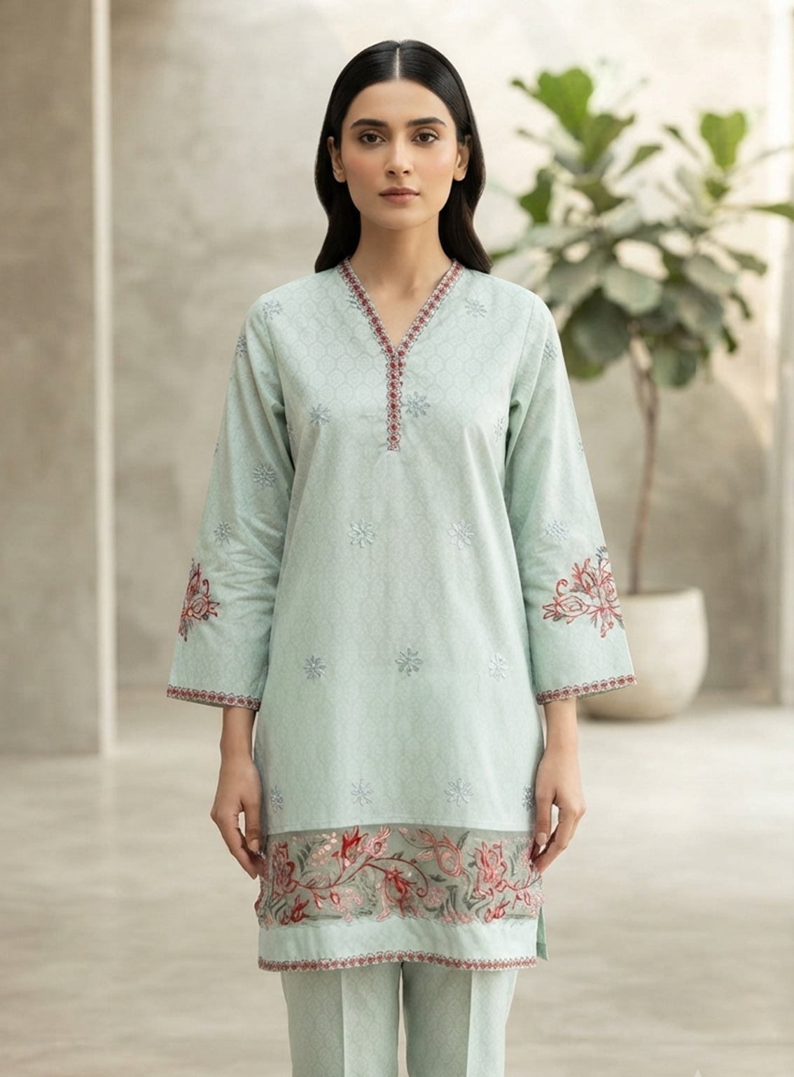Paisley Khombi Solid Embroidered Cotton 2 Piece Stitched Shirt Trouser KB26SEC D-P-17-MGN Paisley Khombi Solid Embroidered Cotton 2 Piece Stitched Shirt Trouser KB26SEC D-P-17-MGN