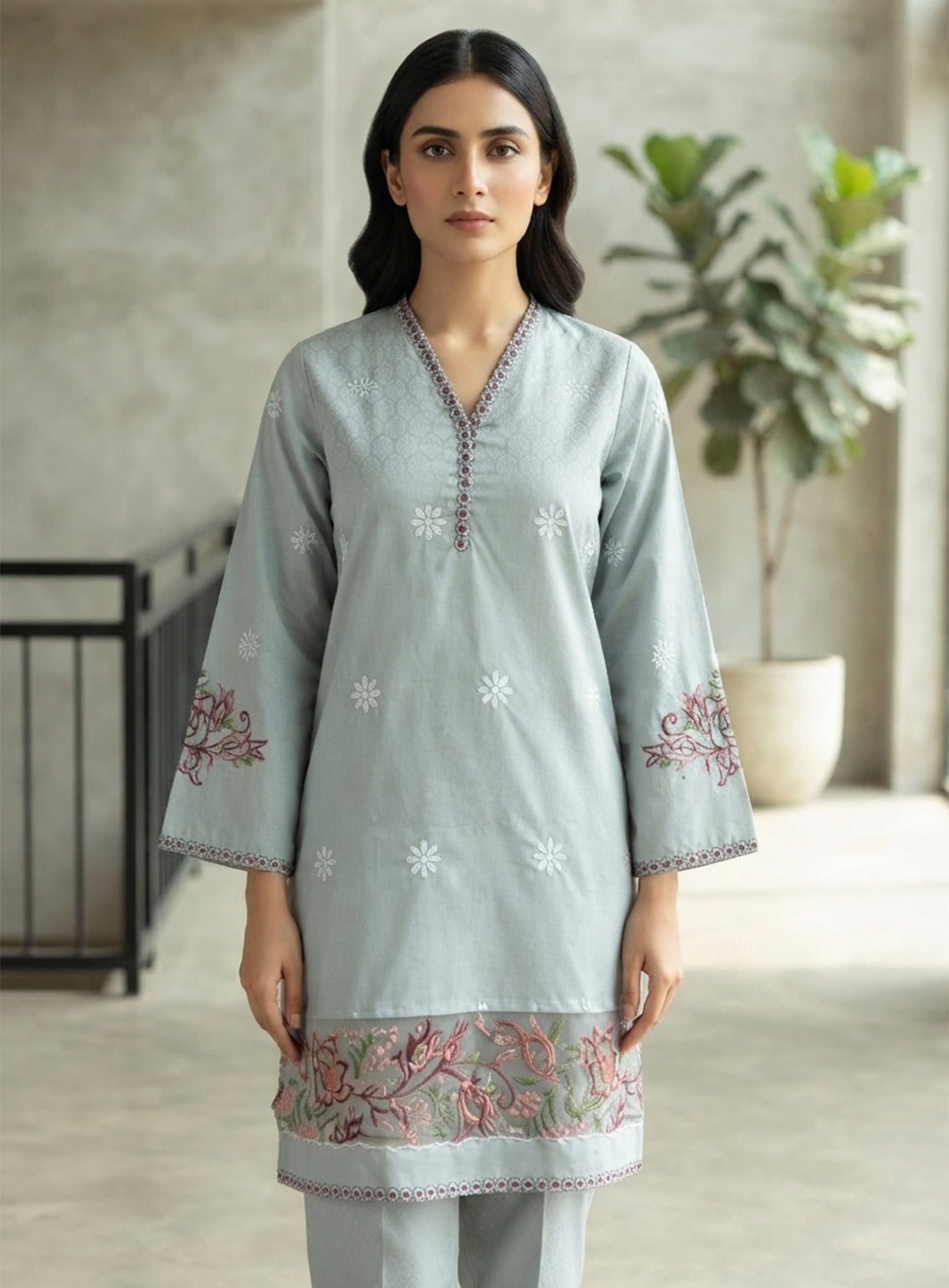 Paisley Khombi Solid Embroidered Cotton 2 Piece Stitched Shirt Trouser KB26SEC D-P-17-SBL Paisley Khombi Solid Embroidered Cotton 2 Piece Stitched Shirt Trouser KB26SEC D-P-17-SBL