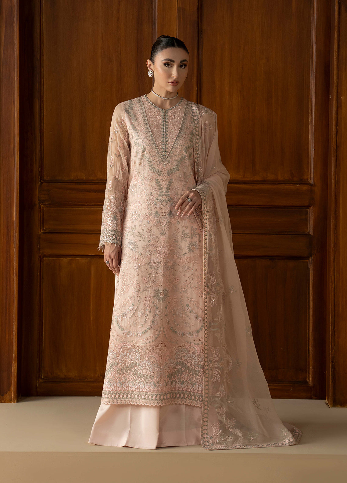 Purkashish By Lavish Premium Luxury Embroidered Chiffon 3 Piece Unstitched Suit LP26PC D-PK-04 PEACH ELAN Purkashish By Lavish Premium Luxury Embroidered Chiffon 3 Piece Unstitched Suit LP26PC D-PK-04 PEACH ELAN