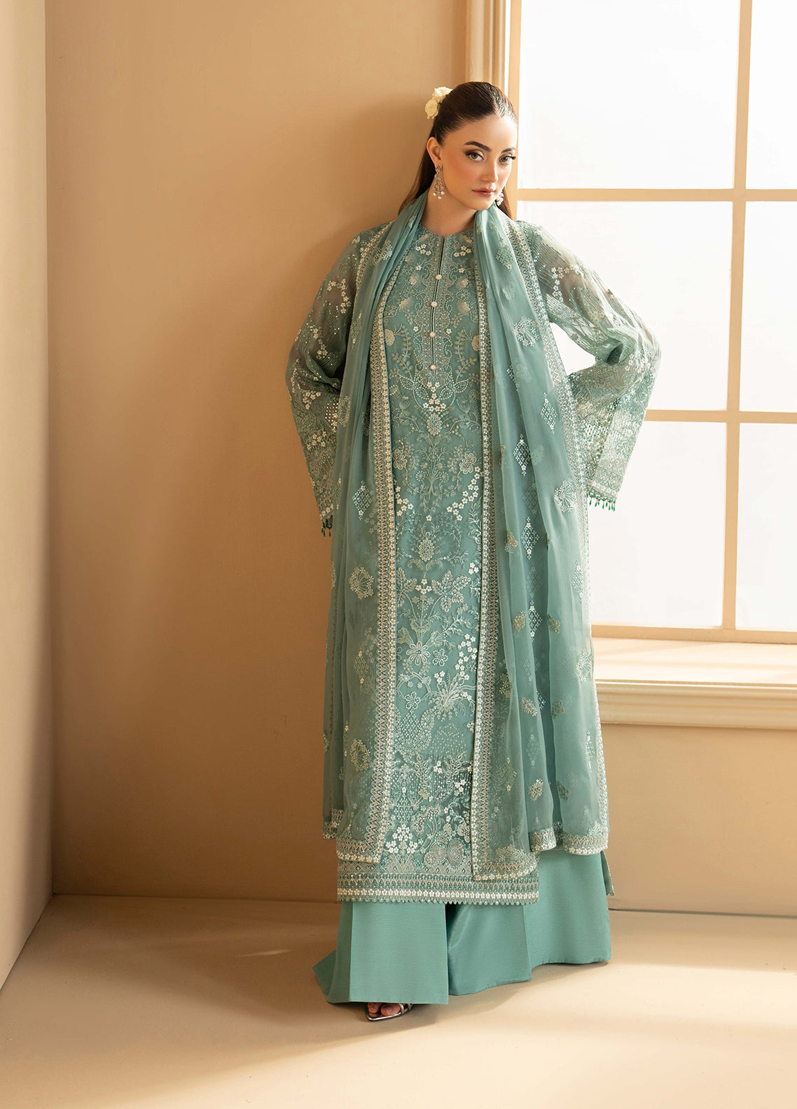 Purkashish By Lavish Premium Luxury Embroidered Chiffon 3 Piece Unstitched Suit LP26PC D-PK-06 AQUA MIST Purkashish By Lavish Premium Luxury Embroidered Chiffon 3 Piece Unstitched Suit LP26PC D-PK-06 AQUA MIST