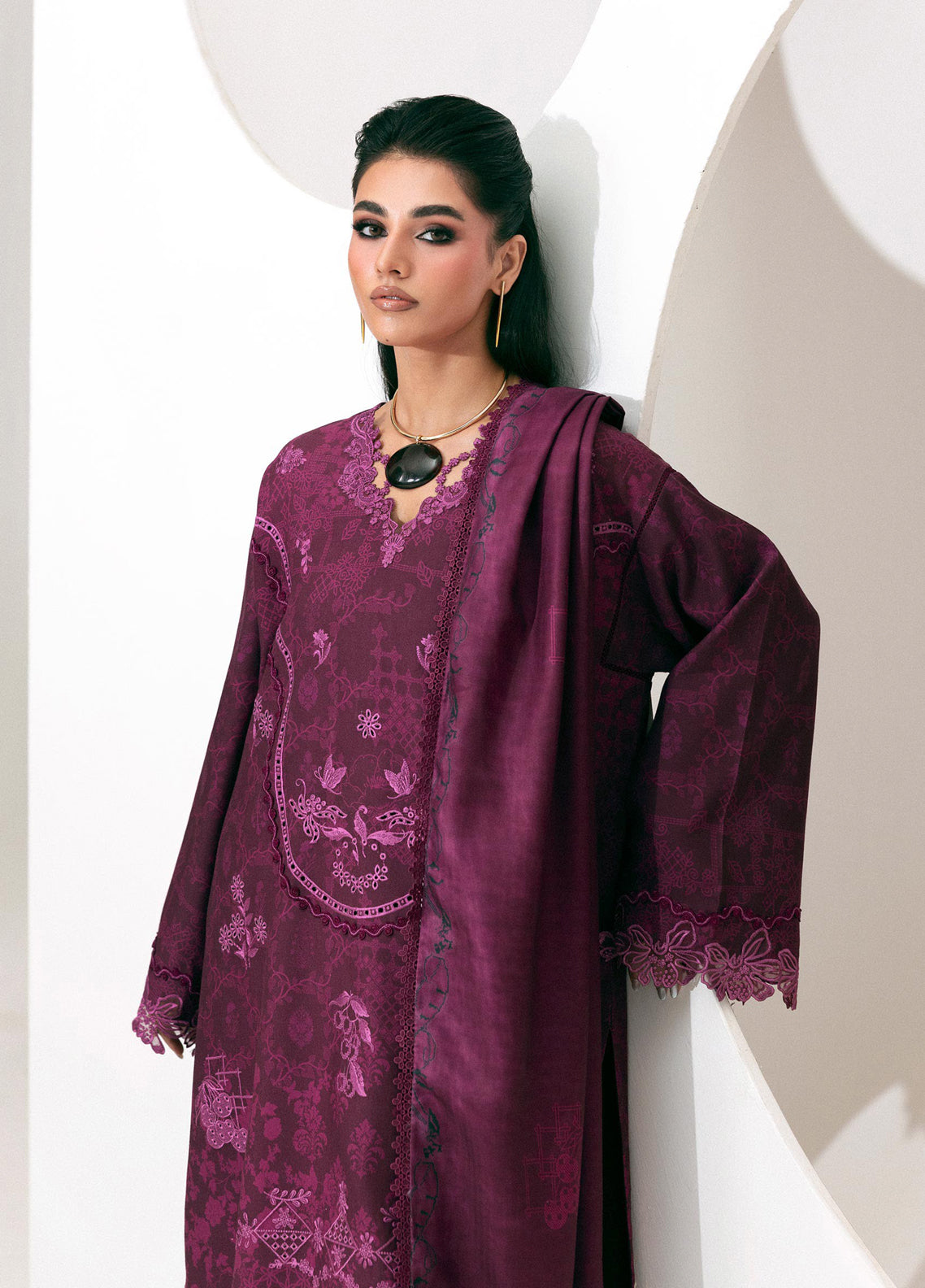 QPrints By Qalamkar Embroidered Slub Linen 3 Piece Unstitched Suit QLM26QW D-3B MALA QPrints By Qalamkar Embroidered Slub Linen 3 Piece Unstitched Suit QLM26QW D-3B MALA