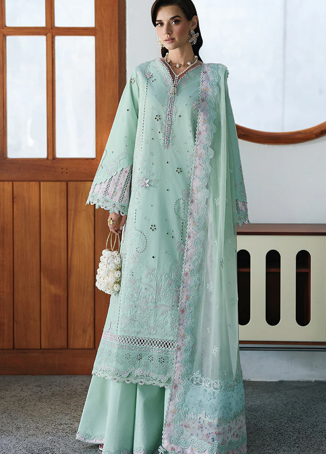 Qalamkar Luxury Chikankari Lawn 3 Piece Unstitched Suit QLM26CEE D-08 SEREN Qalamkar Luxury Chikankari Lawn 3 Piece Unstitched Suit QLM26CEE D-08 SEREN