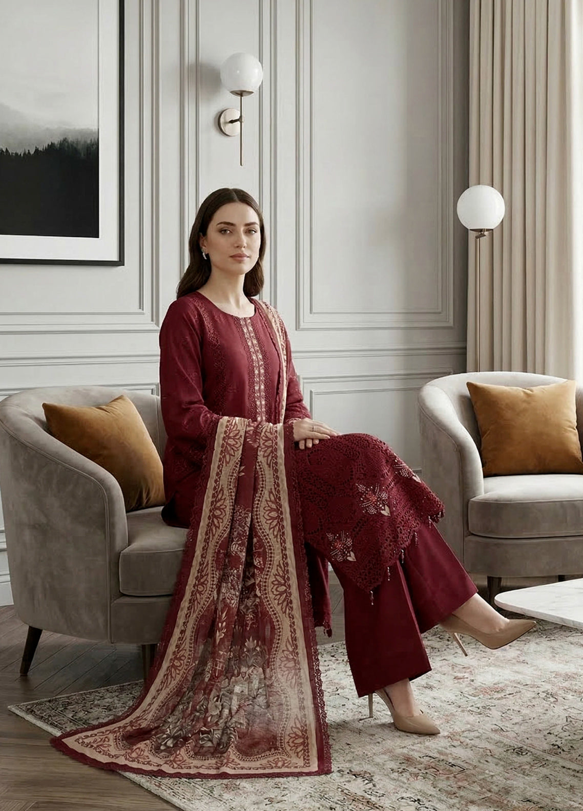 Qalamkari By Noorjahan Embroidered Lawn 3 Piece Unstitched Suit NJ26QEL D-02 Qalamkari By Noorjahan Embroidered Lawn 3 Piece Unstitched Suit NJ26QEL D-02