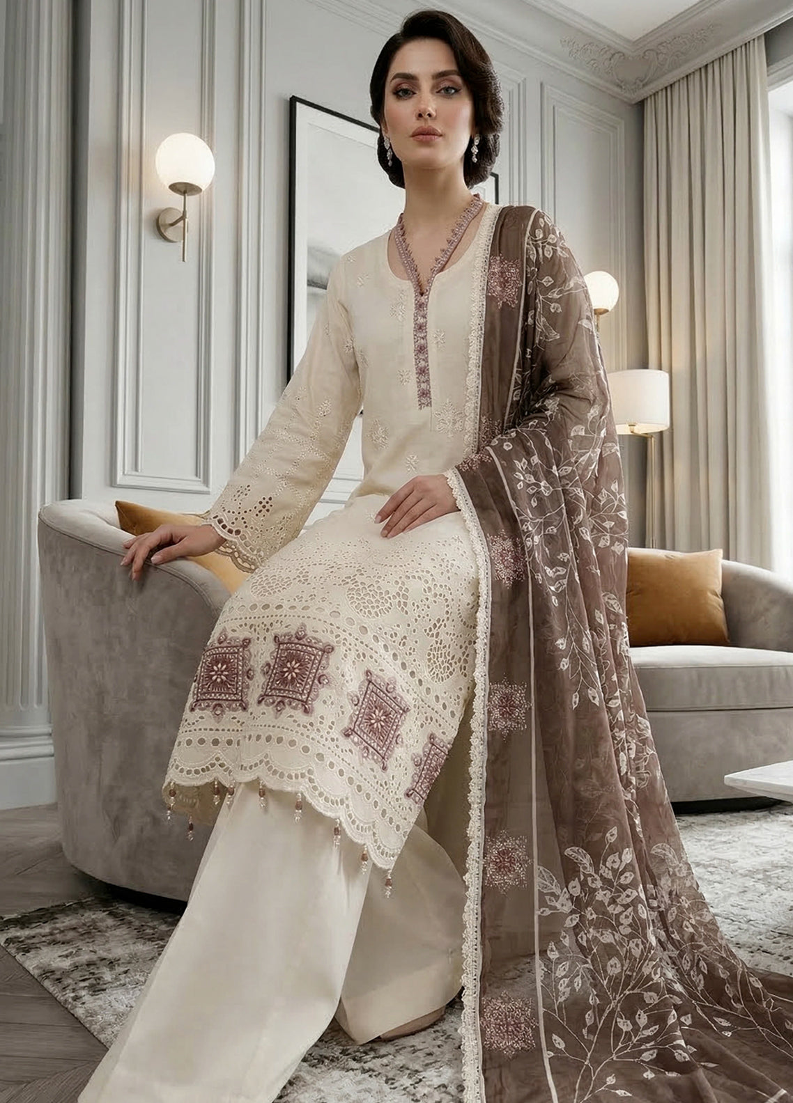 Qalamkari By Noorjahan Embroidered Lawn 3 Piece Unstitched Suit NJ26QEL D-07 Qalamkari By Noorjahan Embroidered Lawn 3 Piece Unstitched Suit NJ26QEL D-07