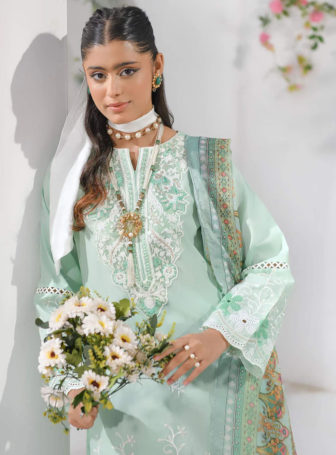 Qasr-e-Zebaish By Addee Embroidered Lawn Suits Stitched 3 Piece - AD24QZ SM-034 Qasr-e-Zebaish By Addee Embroidered Lawn Suits Stitched 3 Piece - AD24QZ SM-034
