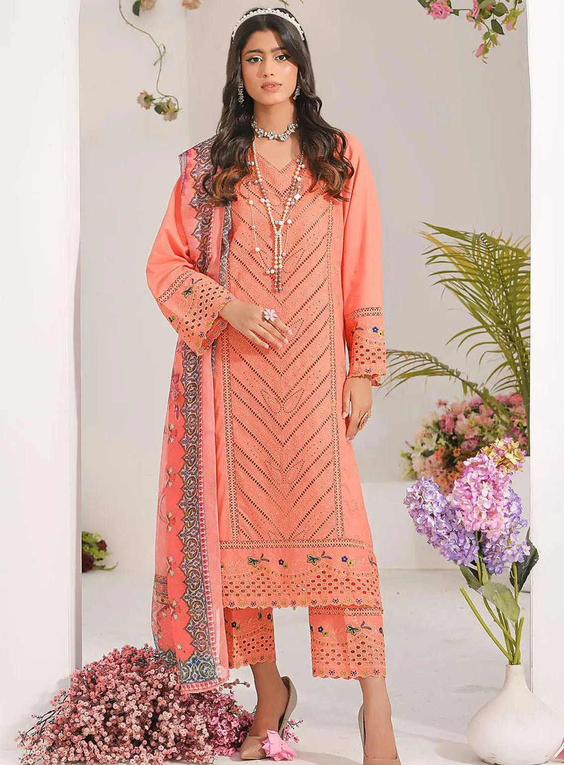 Qasr-e-Zebaish By Addee Embroidered Lawn Suits Stitched 3 Piece - AD24QZ SM-035 Qasr-e-Zebaish By Addee Embroidered Lawn Suits Stitched 3 Piece - AD24QZ SM-035