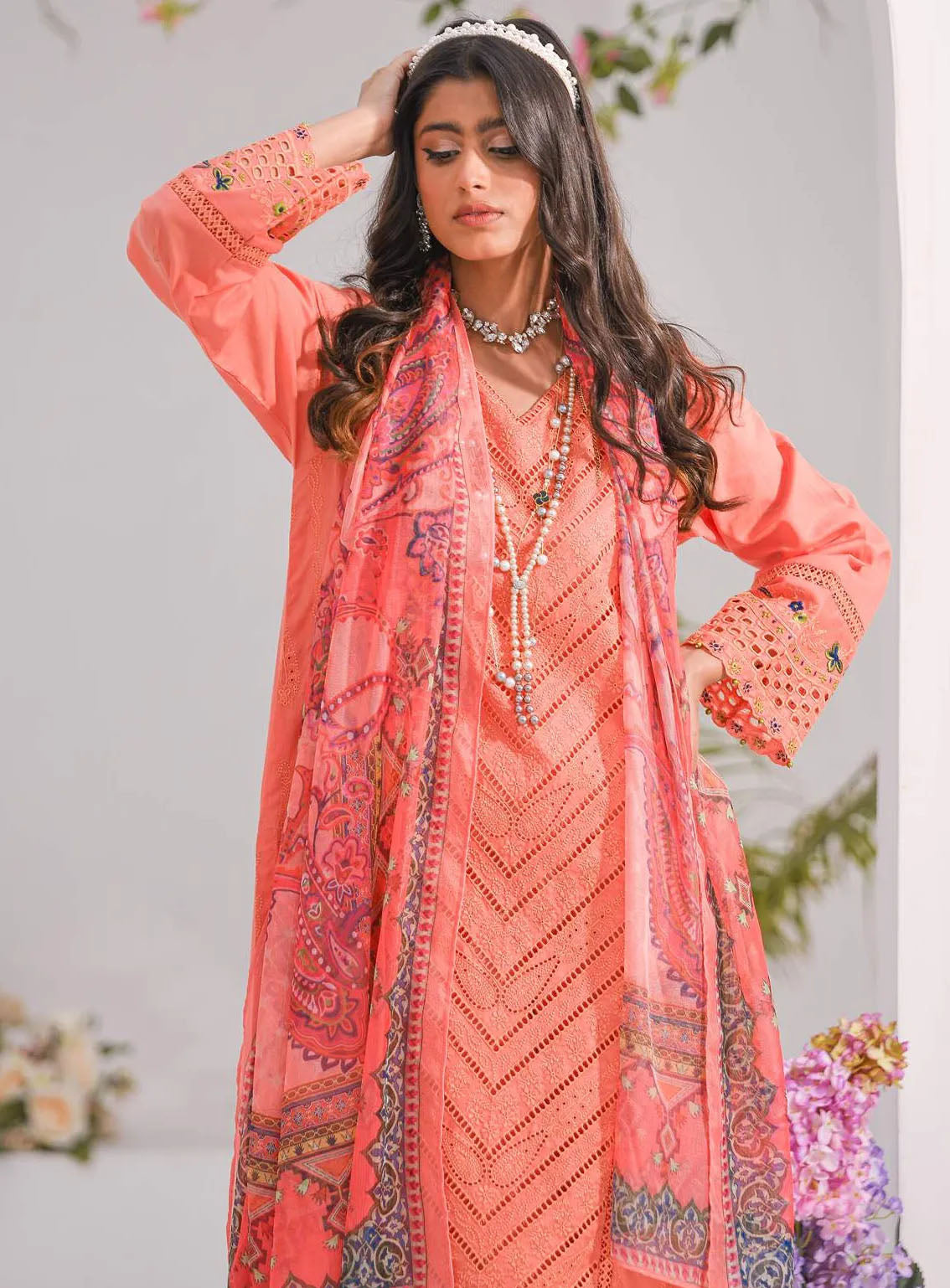 Qasr-e-Zebaish By Addee Embroidered Lawn Suits Stitched 3 Piece - AD24QZ SM-035 Qasr-e-Zebaish By Addee Embroidered Lawn Suits Stitched 3 Piece - AD24QZ SM-035