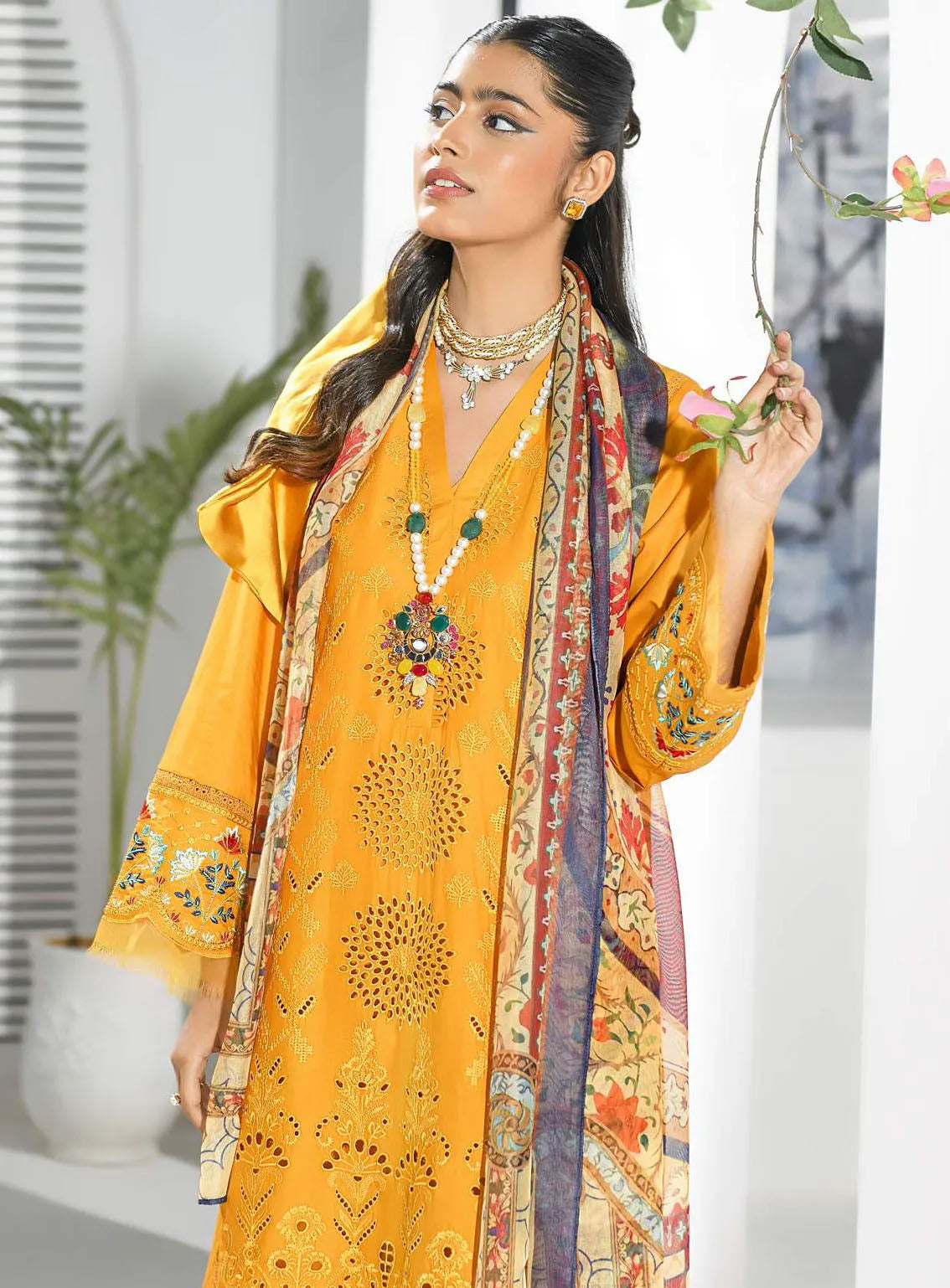 Qasr-e-Zebaish By Addee Embroidered Lawn Suits Stitched 3 Piece - AD24QZ SM-036 Qasr-e-Zebaish By Addee Embroidered Lawn Suits Stitched 3 Piece - AD24QZ SM-036
