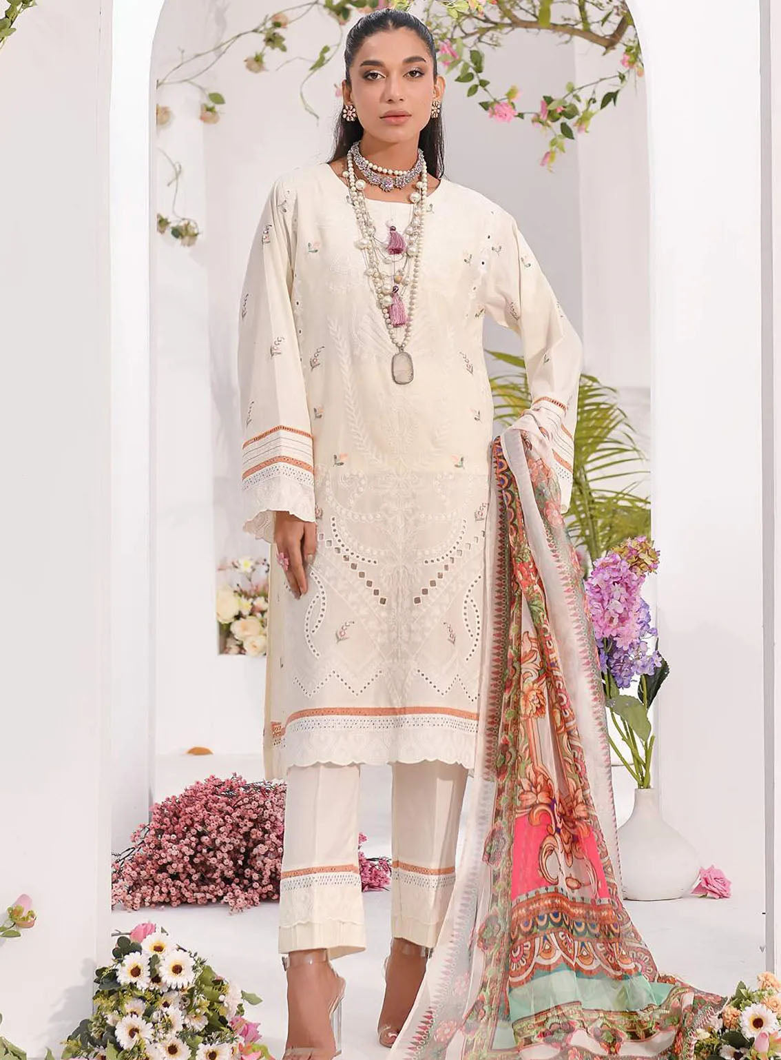 Qasr-e-Zebaish By Addee Embroidered Lawn Suits Stitched 3 Piece - AD24QZ SM-037 Qasr-e-Zebaish By Addee Embroidered Lawn Suits Stitched 3 Piece - AD24QZ SM-037
