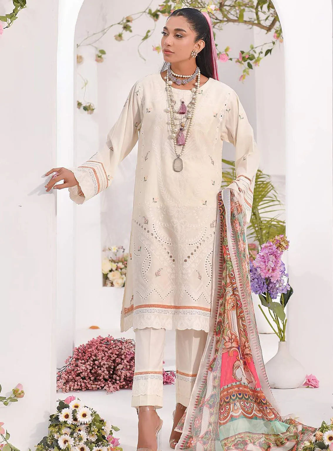 Qasr-e-Zebaish By Addee Embroidered Lawn Suits Stitched 3 Piece - AD24QZ SM-037 Qasr-e-Zebaish By Addee Embroidered Lawn Suits Stitched 3 Piece - AD24QZ SM-037
