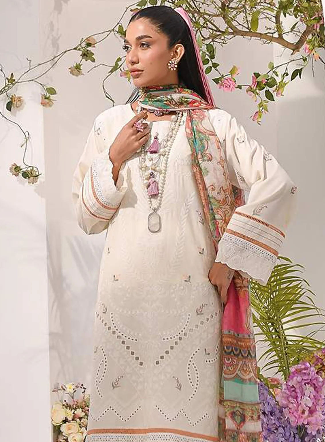 Qasr-e-Zebaish By Addee Embroidered Lawn Suits Stitched 3 Piece - AD24QZ SM-037 Qasr-e-Zebaish By Addee Embroidered Lawn Suits Stitched 3 Piece - AD24QZ SM-037