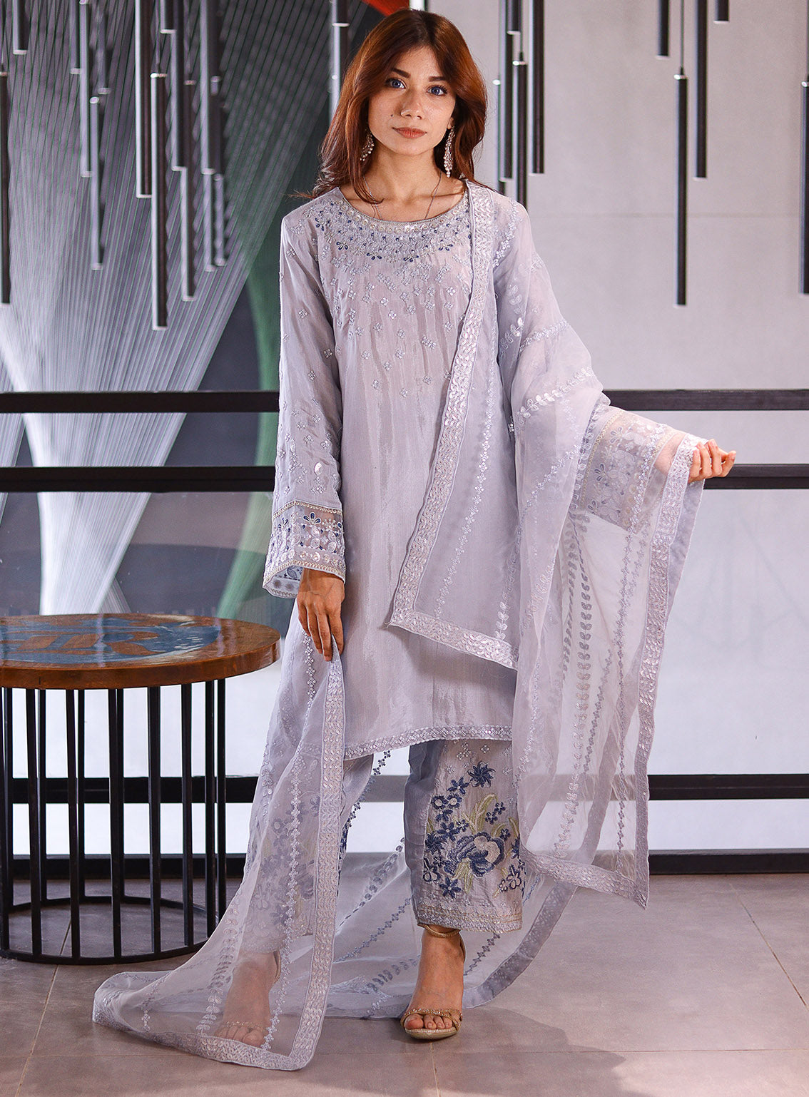 Raad Luxury Embroidered Raw Silk 3 Piece Stitched Suit RD24LEF RA-15 GY Raad Luxury Embroidered Raw Silk 3 Piece Stitched Suit RD24LEF RA-15 GY