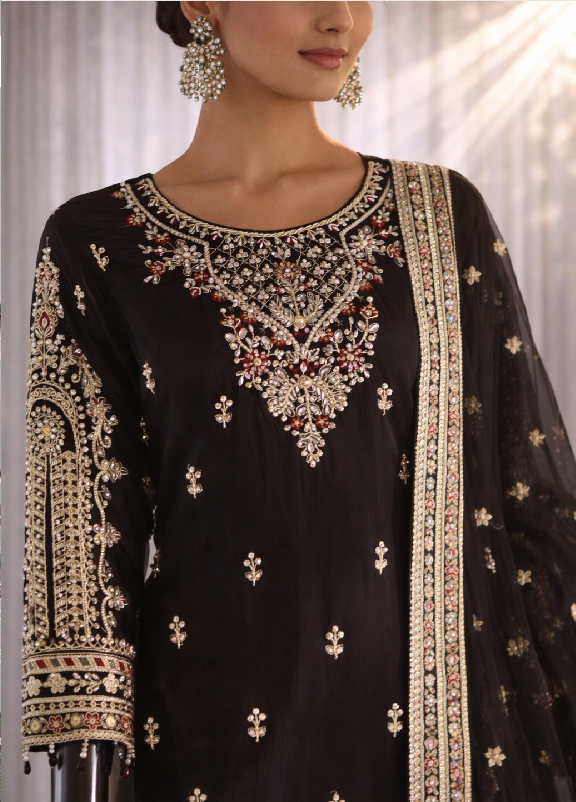 Raad Luxury Formal Embroidered Raw Silk 3 Piece Stitched Suit RD26LF RA-41 BK GULNAAR Raad Luxury Formal Embroidered Raw Silk 3 Piece Stitched Suit RD26LF RA-41 BK GULNAAR