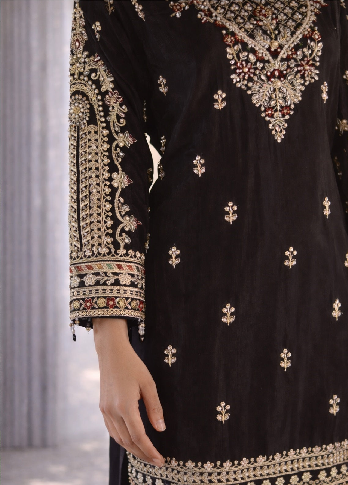 Raad Luxury Formal Embroidered Raw Silk 3 Piece Stitched Suit RD26LF RA-41 BK GULNAAR Raad Luxury Formal Embroidered Raw Silk 3 Piece Stitched Suit RD26LF RA-41 BK GULNAAR