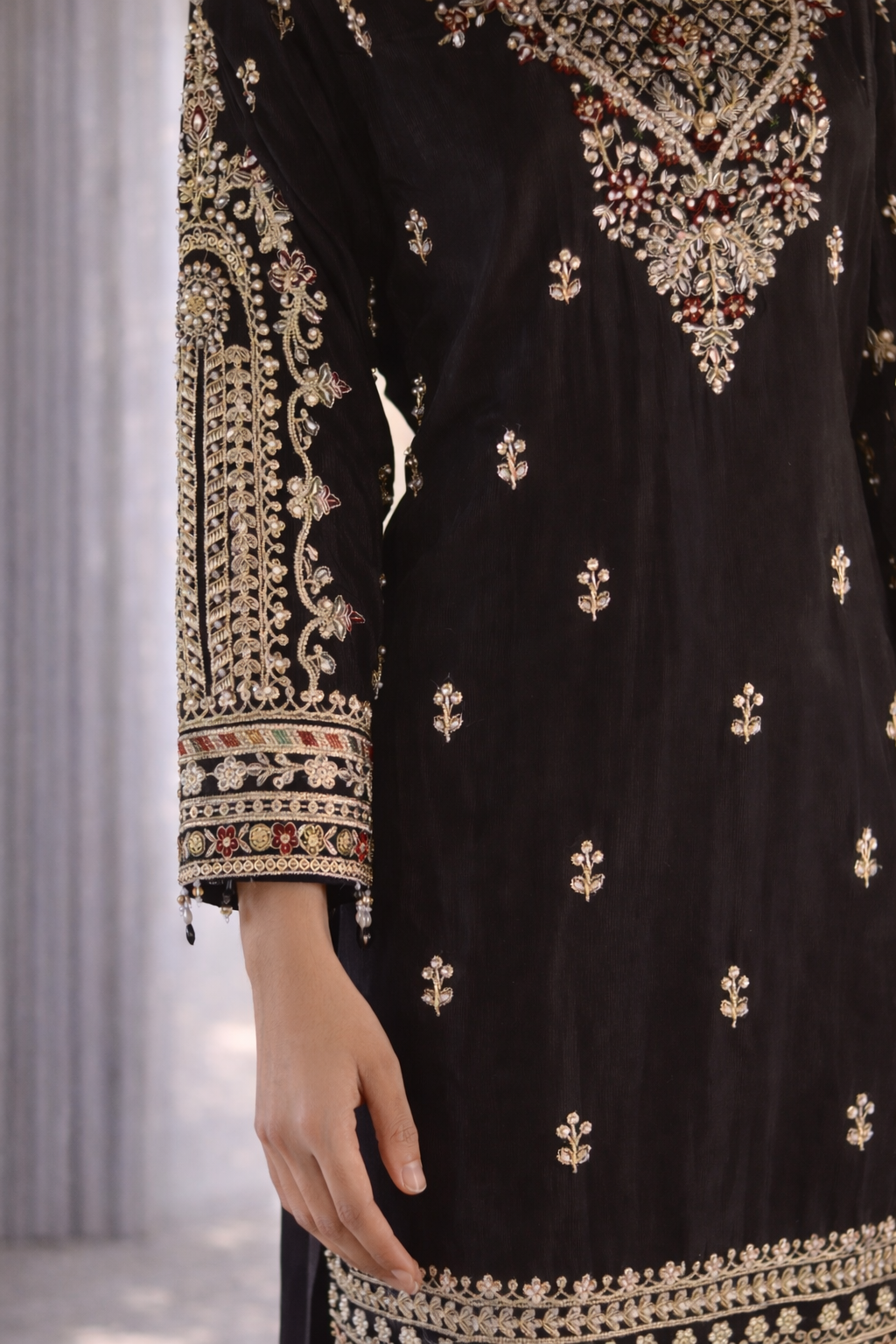 Raad Luxury Formal Embroidered Raw Silk 3 Piece Stitched Suit RD26LF RA-41 BK GULNAAR Raad Luxury Formal Embroidered Raw Silk 3 Piece Stitched Suit RD26LF RA-41 BK GULNAAR