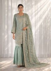 Raad Luxury Formal Embroidered Raw Silk 3 Piece Stitched Suit RD26LF RA-42 GN JADE