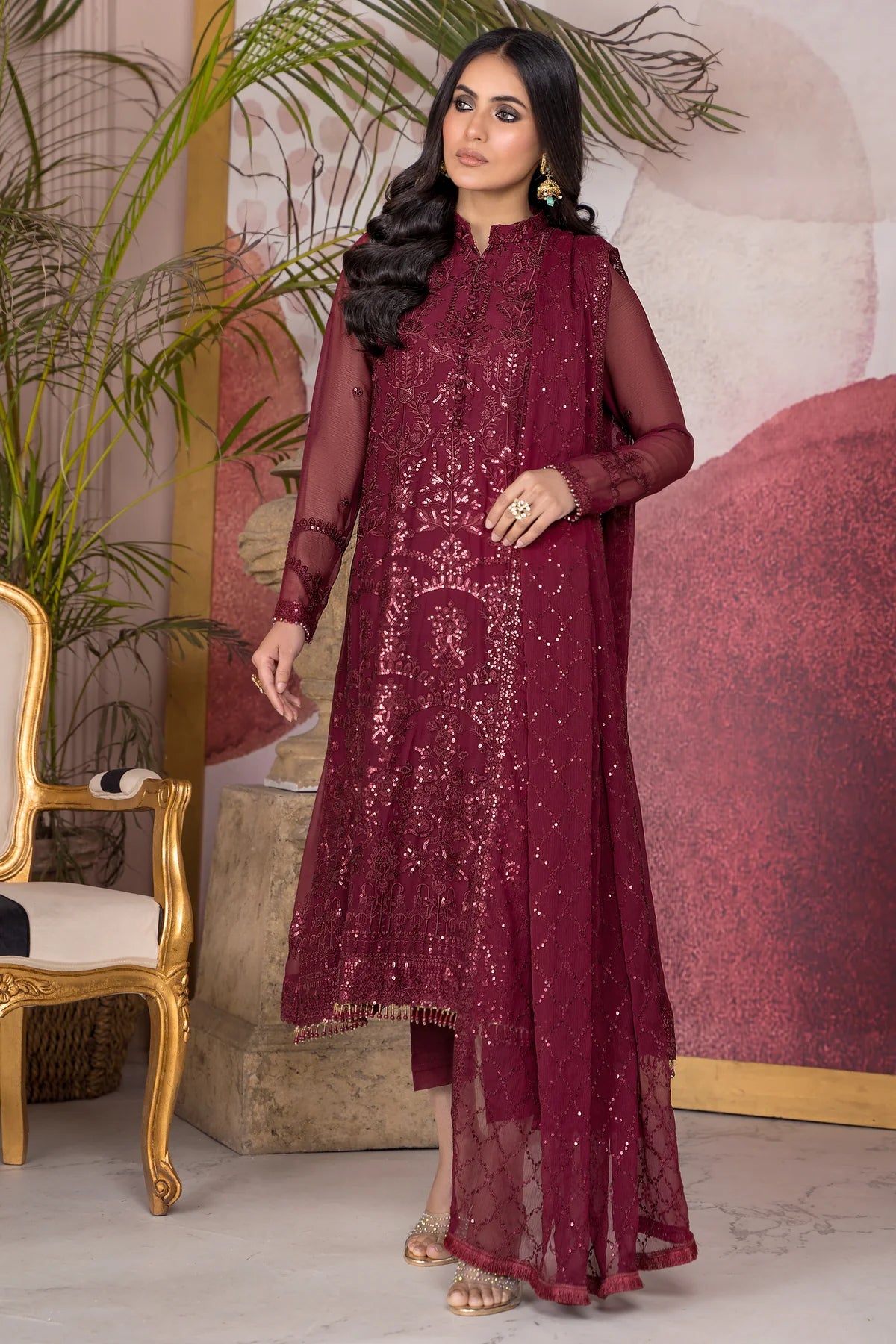 Afreen By Zarif Embroidered Net Unstitched 3 Piece Suit - 04 Afreen By Zarif Embroidered Net Unstitched 3 Piece Suit - 04