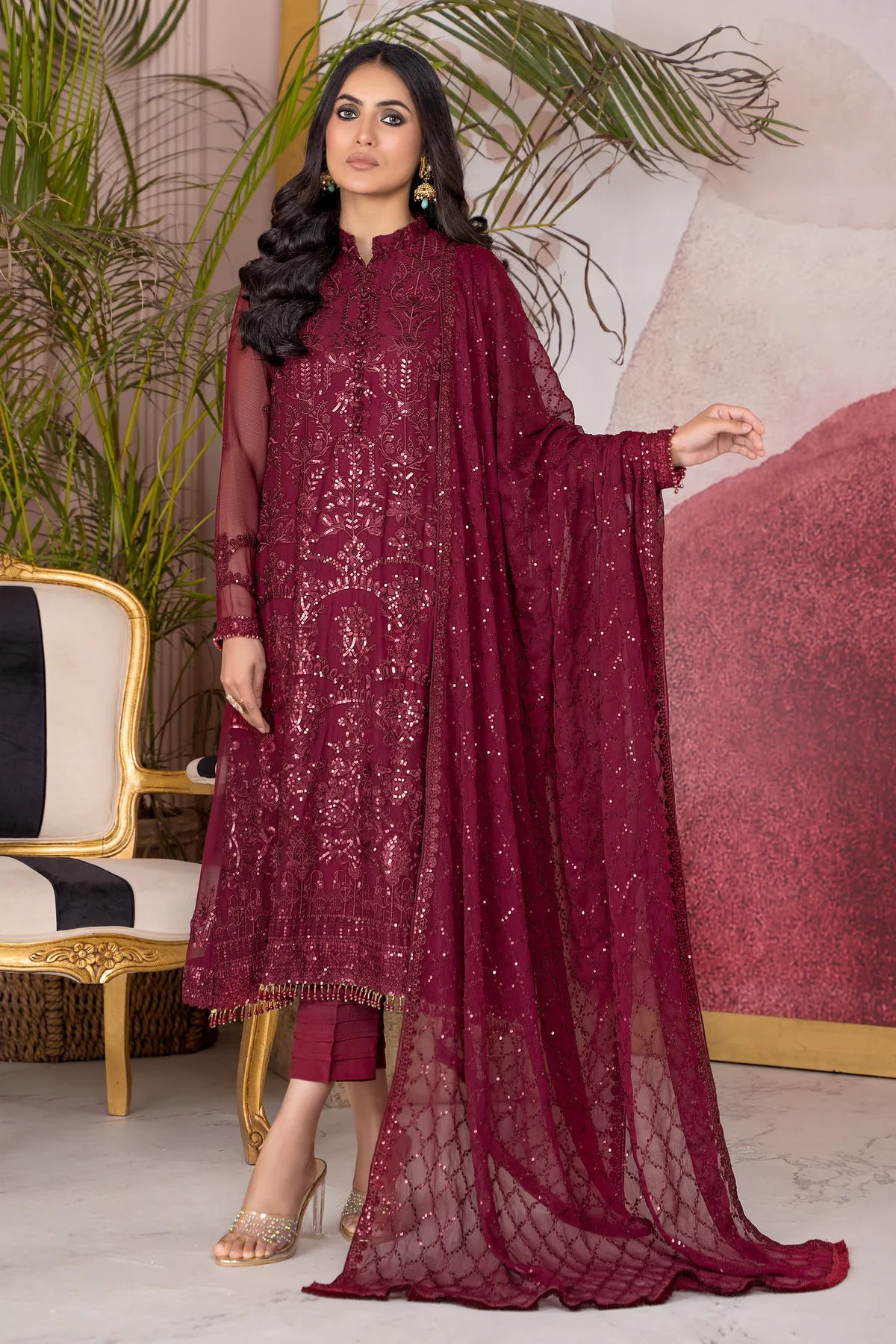 Afreen By Zarif Embroidered Net Unstitched 3 Piece Suit - 04 Afreen By Zarif Embroidered Net Unstitched 3 Piece Suit - 04