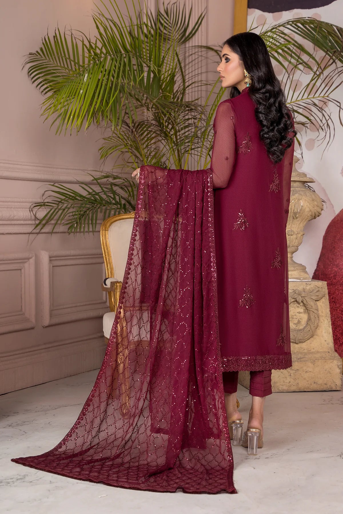 Afreen By Zarif Embroidered Net Unstitched 3 Piece Suit - 04 Afreen By Zarif Embroidered Net Unstitched 3 Piece Suit - 04
