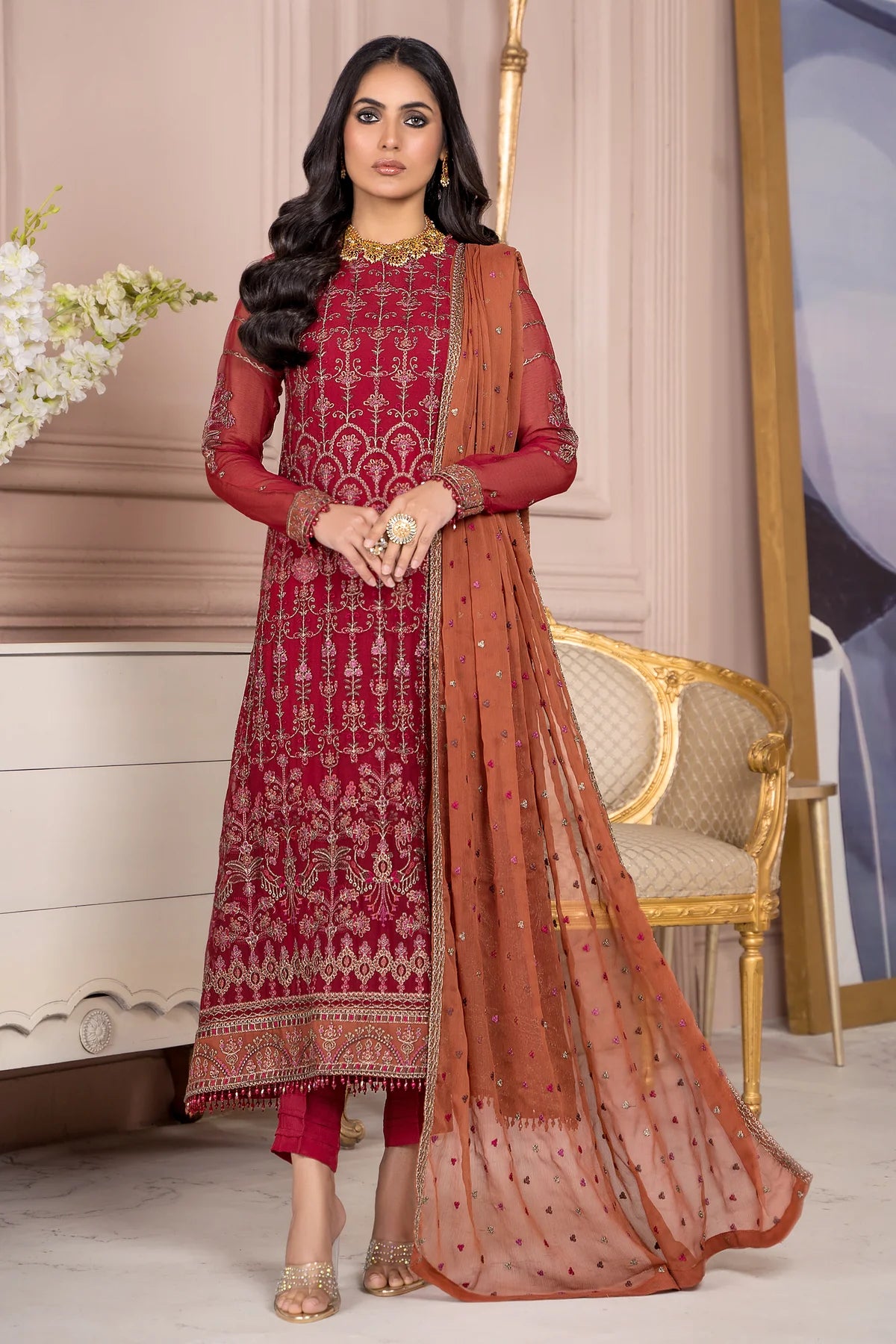 Afreen By Zarif Embroidered Net Unstitched 3 Piece Suit - 08 Afreen By Zarif Embroidered Net Unstitched 3 Piece Suit - 08