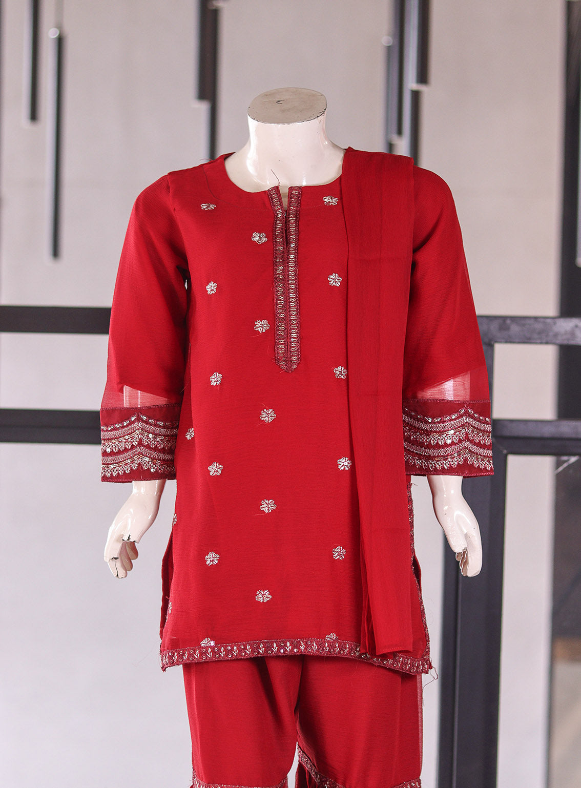 Raad Fancy Embroidered Chiffon Girls 3 Piece Stitched Suit RA26KG D-RK-03-MN Raad Fancy Embroidered Chiffon Girls 3 Piece Stitched Suit RA26KG D-RK-03-MN