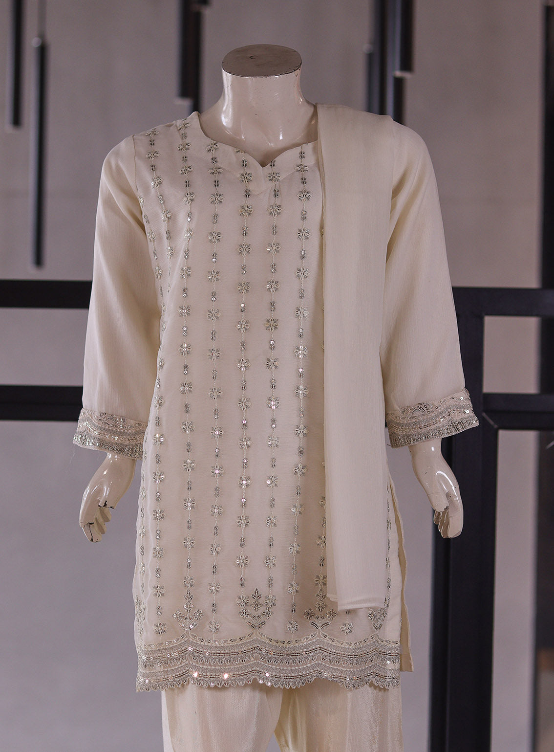 Raad Fancy Embroidered Chiffon Girls 3 Piece Stitched Suit RA26KG D-RK-07-WH Raad Fancy Embroidered Chiffon Girls 3 Piece Stitched Suit RA26KG D-RK-07-WH