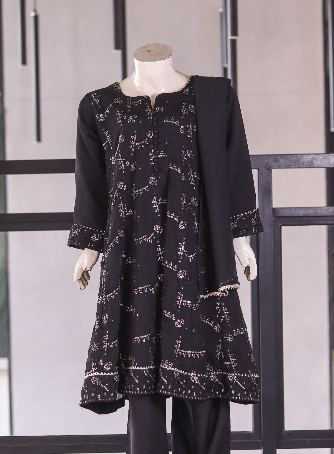 Raad Fancy Embroidered Chiffon Girls 3 Piece Stitched Suit RA26KG D-VF-01-BK Raad Fancy Embroidered Chiffon Girls 3 Piece Stitched Suit RA26KG D-VF-01-BK