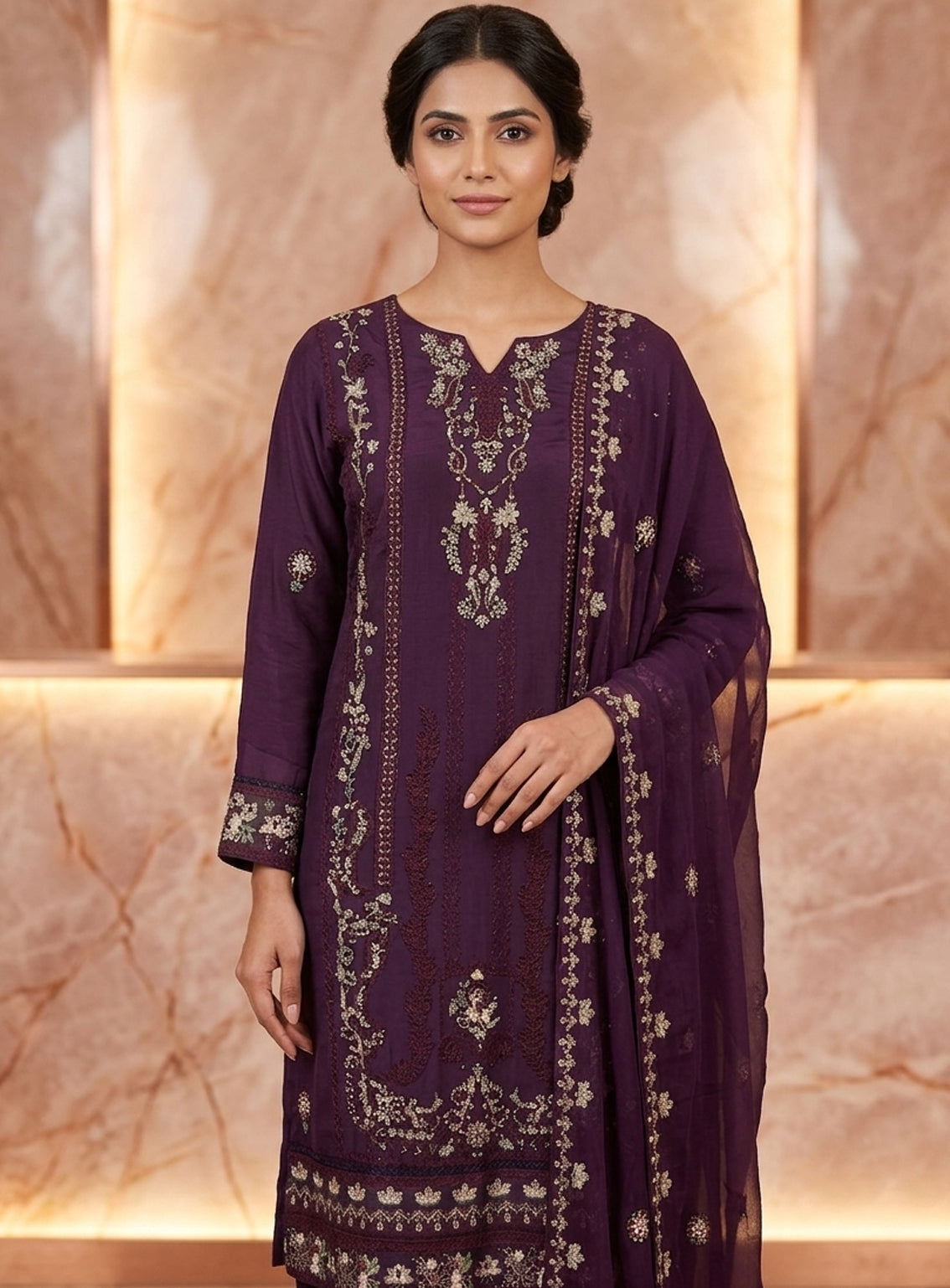 Raad Luxury Formal Embroidered Chiffon 3 Piece Stitched Suit RD26LF RA-KH-02 Raad Luxury Formal Embroidered Chiffon 3 Piece Stitched Suit RD26LF RA-KH-02