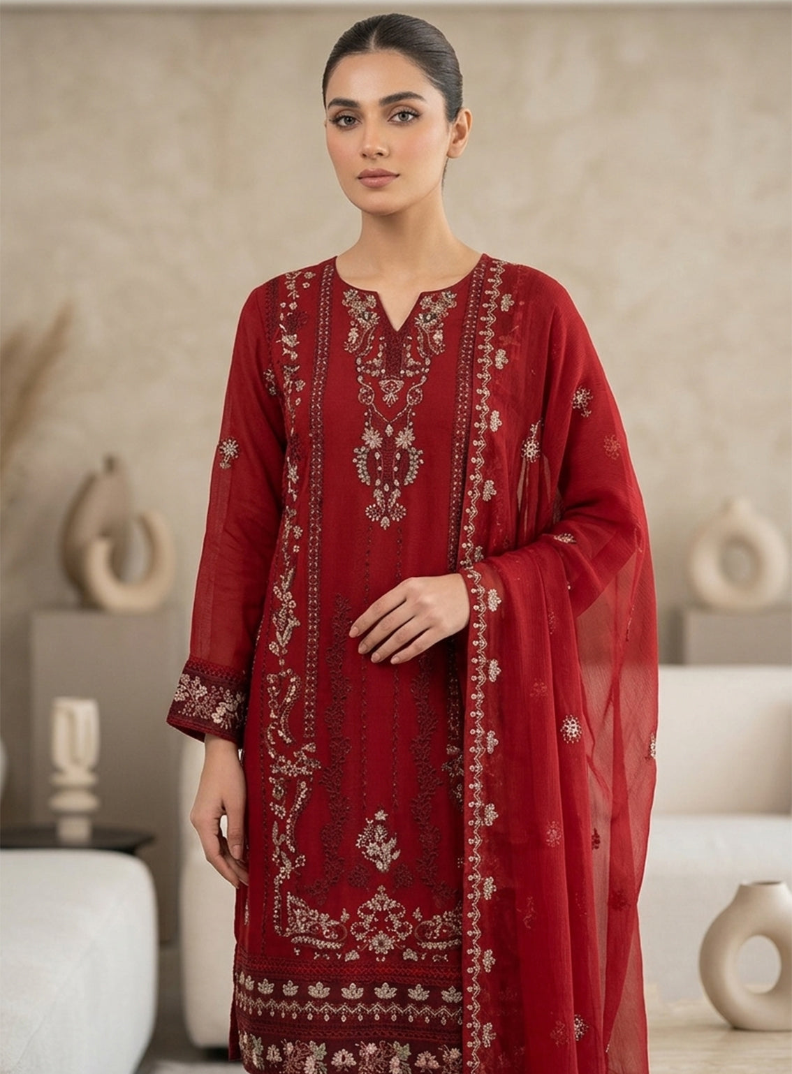 Raad Luxury Formal Embroidered Chiffon 3 Piece Stitched Suit RD26LF RA-KH-08 Raad Luxury Formal Embroidered Chiffon 3 Piece Stitched Suit RD26LF RA-KH-08